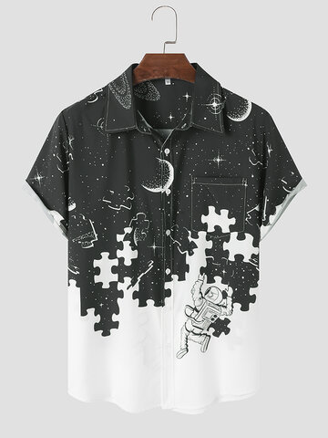 Astronaut Puzzle Galaxy Print Shirts
