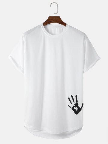 Hand Print High Low Sports T-Shirts