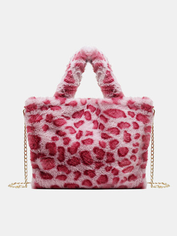 Chains Plush Leopard Handbag Crossbody Bag Shoulder Bag