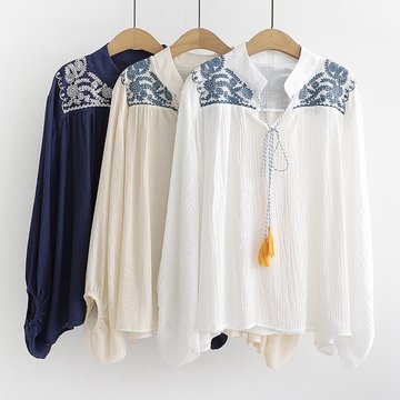 

Season New Japanese Female Female Class Wind Belt V-neck Long-sleeved Shirt Female Cotton Bottoming Shirt