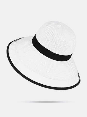 Women's Straw Outdoor Big Brim Beach Bucket Hat