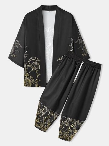 Lotus Flower Line Print Suits