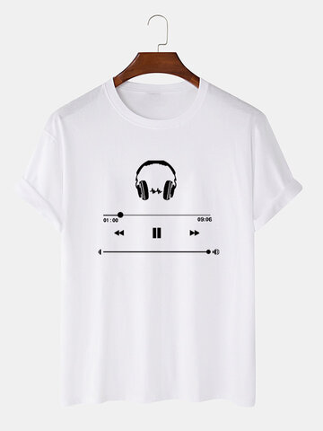 Cotton Headphone Player Print T-Shirts