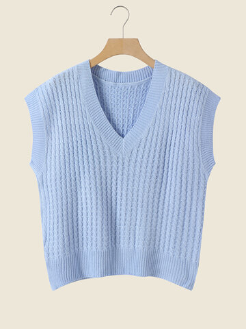 Cable Knit Solid Vest Sweater