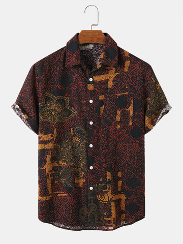 Ethnic Style Floral Print Shirts