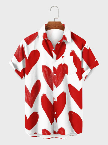Heart Print Casual Shirts