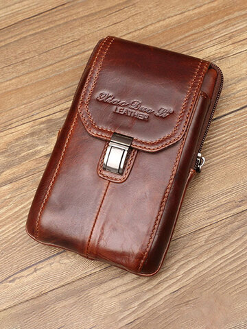 Genuine Leather 5.2/5.7/6 Inches Phone Bag Waist Bag