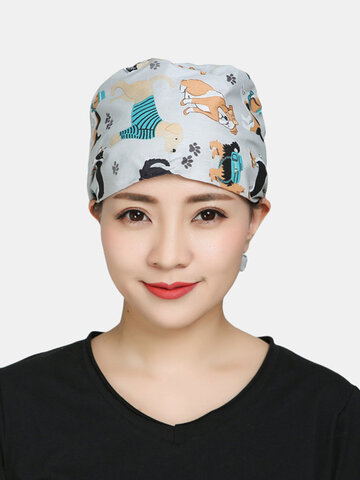 Dustproof Cotton Printed Beautician Hat Surgical Cap
