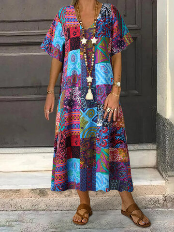 Ethnic Print Vintage Dress