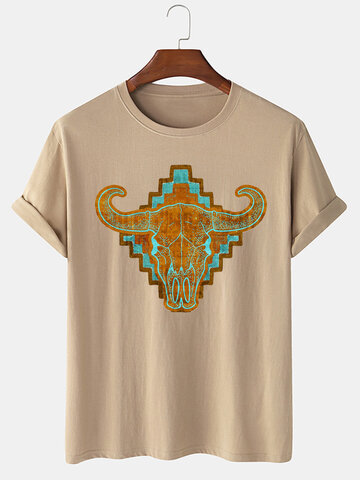 Geo Cow Head Graphic T-Shirts