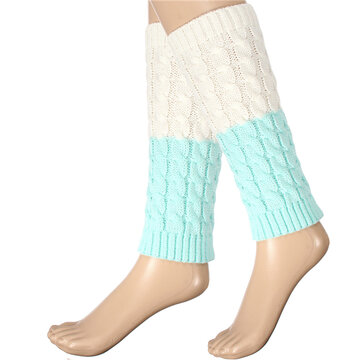 Calentadores de pierna alta de muslo de punto para mujer calcetines Botas de invierno con puño corto calcetines