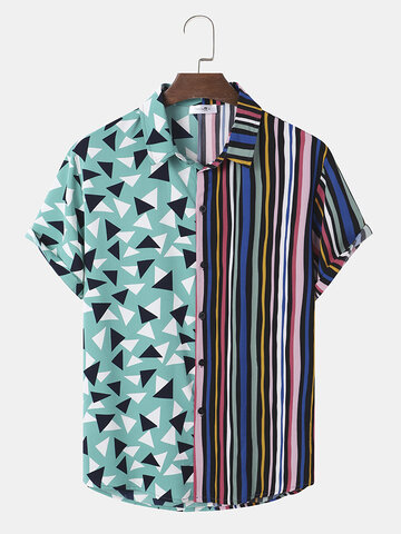 Geo & Colorful Stripe Patchwork Shirts