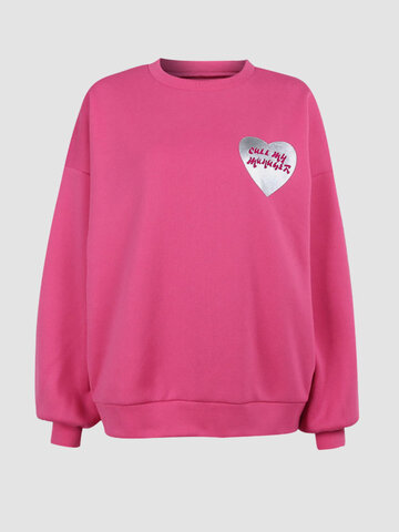 Heart Letters Print Sweatshirt