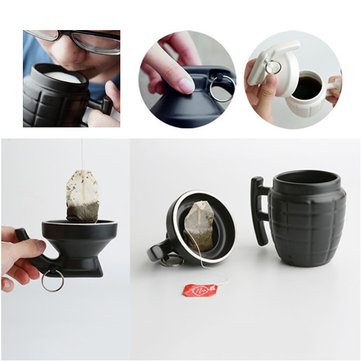 Novelty Classical Grenade Coffee Mugs Practical Water cup with Lid Funny Gift#^