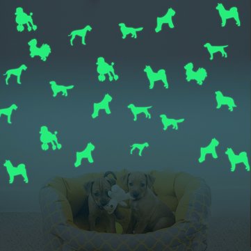 

9PCS Fluorescent Glow In The Dark Cartoon Dog Wall Sticker Decal