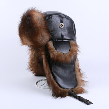 Leather Fleece Lei Feng Hat