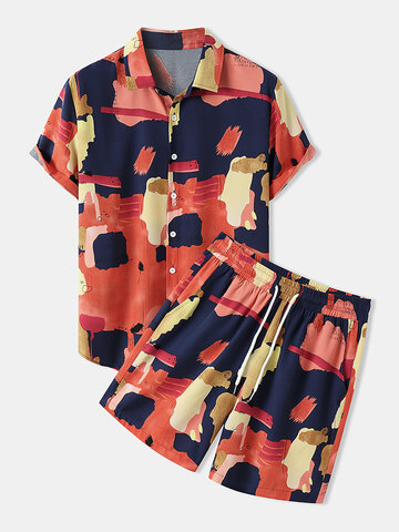 Abstract Brushwork Print Suits