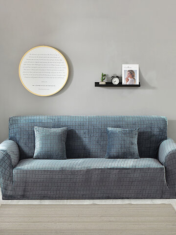 Plush Plaid Elastic Sofa Cover