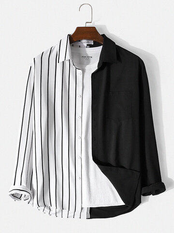Black & White Stripe Stitching Shirts