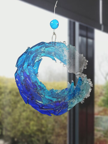 1 PC Resin Transparent Ocean Wave Ornaments Wall Hanging Creative Crafts Home Decoration