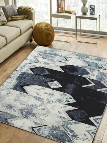 Abstract Modern Black Grey Silver Floor Carpet Rug Mat For Living-room Bedroom
