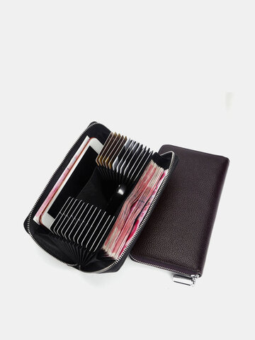 Genuine Leather Multi-card Slots Phone Bag Key Case Money Clip Wallet