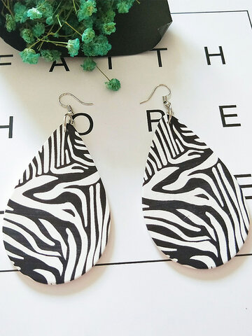 Drop-shape Zebra Pattern Earrings