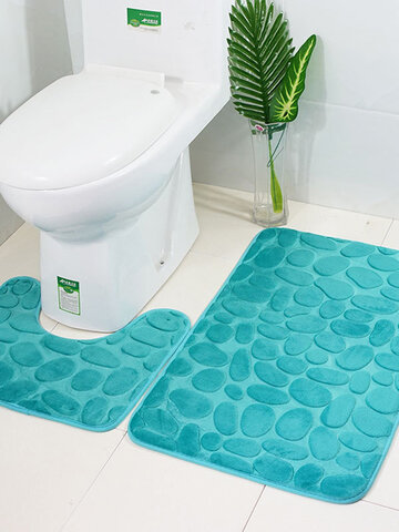 2 pièces flanelle couvercle de toilette tapis de bain Soft plancher maison anti-dérapant doublure mousse à mémoire couverture durable tapis de douche tapis de salle de bain ensemble