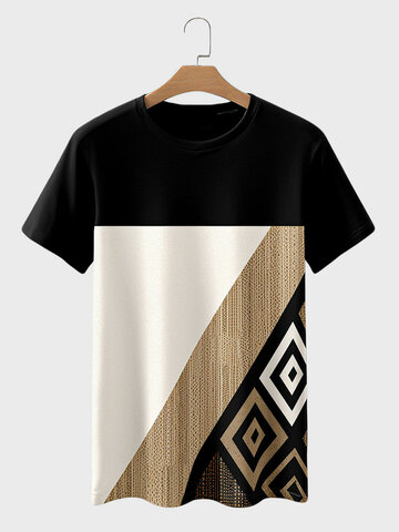 T-shirts patchwork à blocs de couleurs géométriques