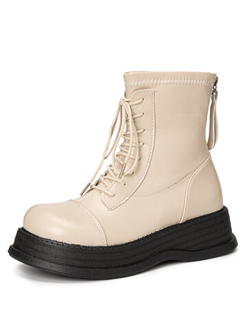 Fashion Platform Back-zip Combat Boots