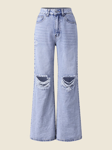 High Waist Ripped Denim Jeans