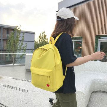 Women's Bag New Solid Color Backpack Bag Heart Student Bag College Wind Travel Backpack