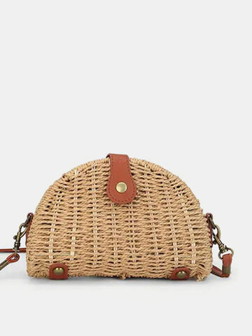 Straw Hollow Out Beach Shoulder Bag Shell Bag For Women