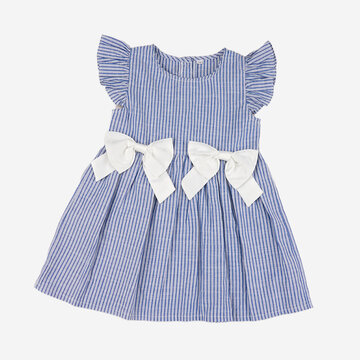 Girl's Bowknot Striped Print Dress For 1-5Y