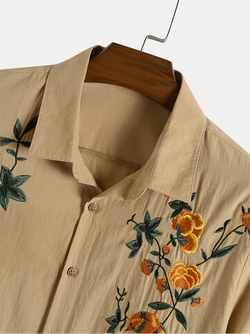Floral Embroidered Cotton Shirts