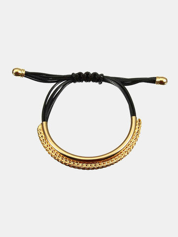 Bracelets ajustables en cuir plaqué or 