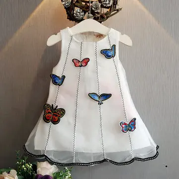 Butterfly Patch Girls Dress For 2-9Y