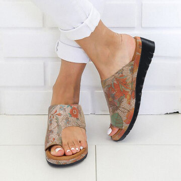 Pattern Clip Toe Wedges Slippers