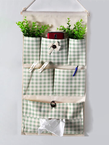 Cotton Linen Hanging Organizer with Pockets 