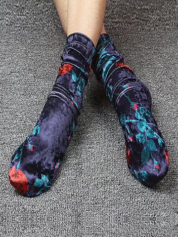Women Retro Shiny Velvet Tube Socks
