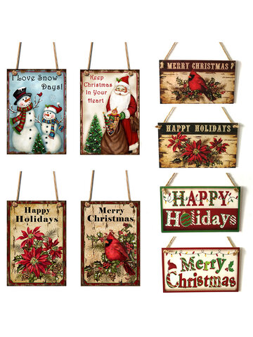 1Pc Christmas Door Hanging Painting Board Sata Claus Snowman Merry Christmas DIY House Wall Decor Party Supplies