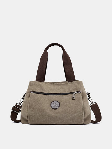KVKY Front Zipper Pockets Handbags Canvas Shoulder Bags