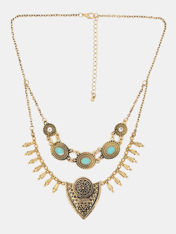 Turquoise Tassel Multi-layer Necklace 