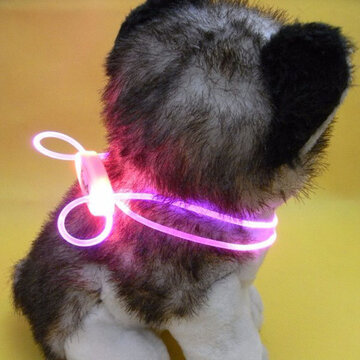 

Dog LED Adjustable Personalised Collar Polyester Pet Light-up Flashing Glow Safety, Pink blue green orange