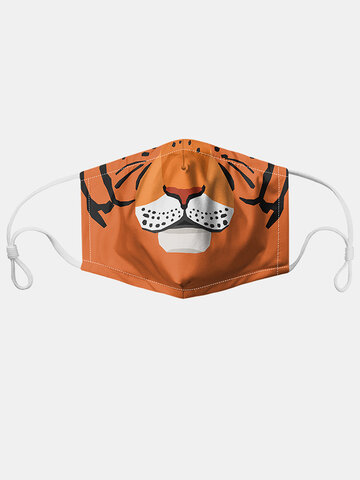 Tiger Pattern Polyester Fashion Dustproof Mask With 7 Mask Gaskets