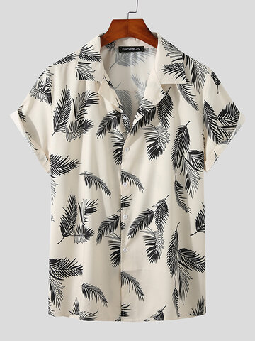 Allover Feather Print Casual Shirt