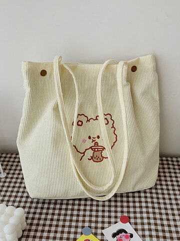 Cute Cartoon Embroidered Tote