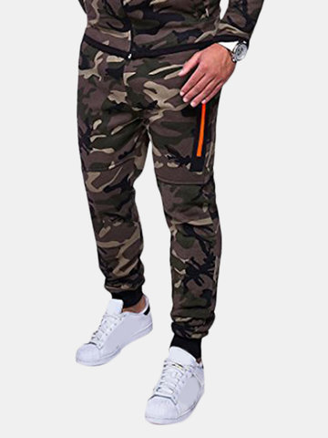 Pantalon de jogging à taille élastique et cordon de camouflage 