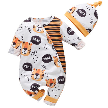 2PCs Baby Tiger Striped Rompers For 0-18M