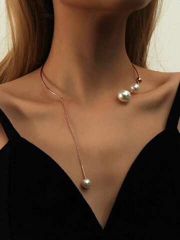 Elegant Trendy Pearl Necklace Collar